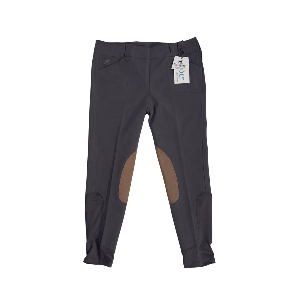 Piper SmartPak Womens Side Zip Knee Patch Breeches 36R Charcoal Equestrian NWT